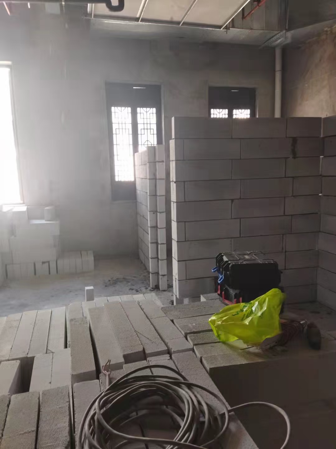 加气砖隔墙现场效果
